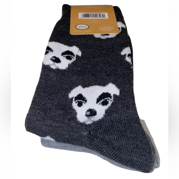 Animal Crossing New Horizons Crew Socks 2 Pair Men 6.5-12 Gray w Nook Slider NES - Picture 10 of 11